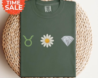 Taurus Daisy Diamond T-Shirt: April Birthstone Zodiac Tee