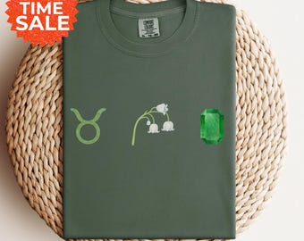 Taurus Birthflower Shirt: Lily of the Valley, Emerald Zodiac Tee