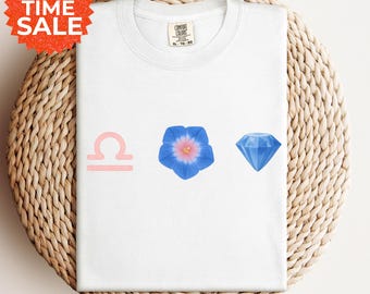 Libra Birthflower Shirt: Morning Glory & Sapphire - September Birthday Gift