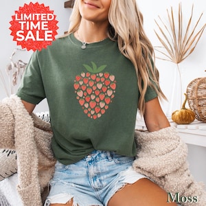 Comfort Colors Strawberry Shirt, Strawberry Shirt, Summer Shirt, Trendy Shirt For Women, Strawberry Lover Gift, Cottagecore, Gift For Her