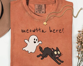 Black Cat Halloween Shirt, Funny Ghost Cat Tee, Spooky Cat Gift