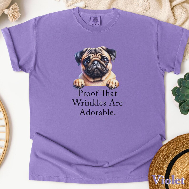 Comfort Funny Pug Shirt, Cute Pug Shirt, Comfort Colors Shirt, Dog Lover Gift, Gift for Grandma Grandpa, Pug Mom Life, Cute Dog Tee Pug Pup Violet
