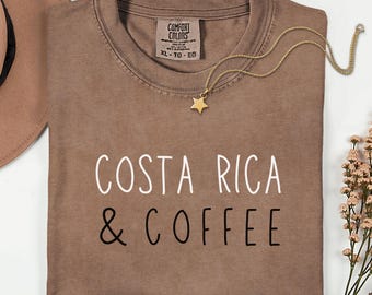Comfort Colors Costa Rica and Coffee Shirt, Costa Rica Shirt, Coffee Lover Tee, Costa Rica Travel Shirt, Vacation Gift