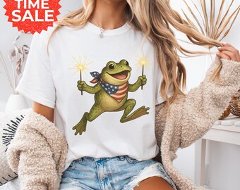 4th of July Shirt Frog Shirt Independence Day Tee USA Frogs Tee Kids Comfort Colors Shirt Patriotic Shirt 4th July Gift Cute Trendy Shirts