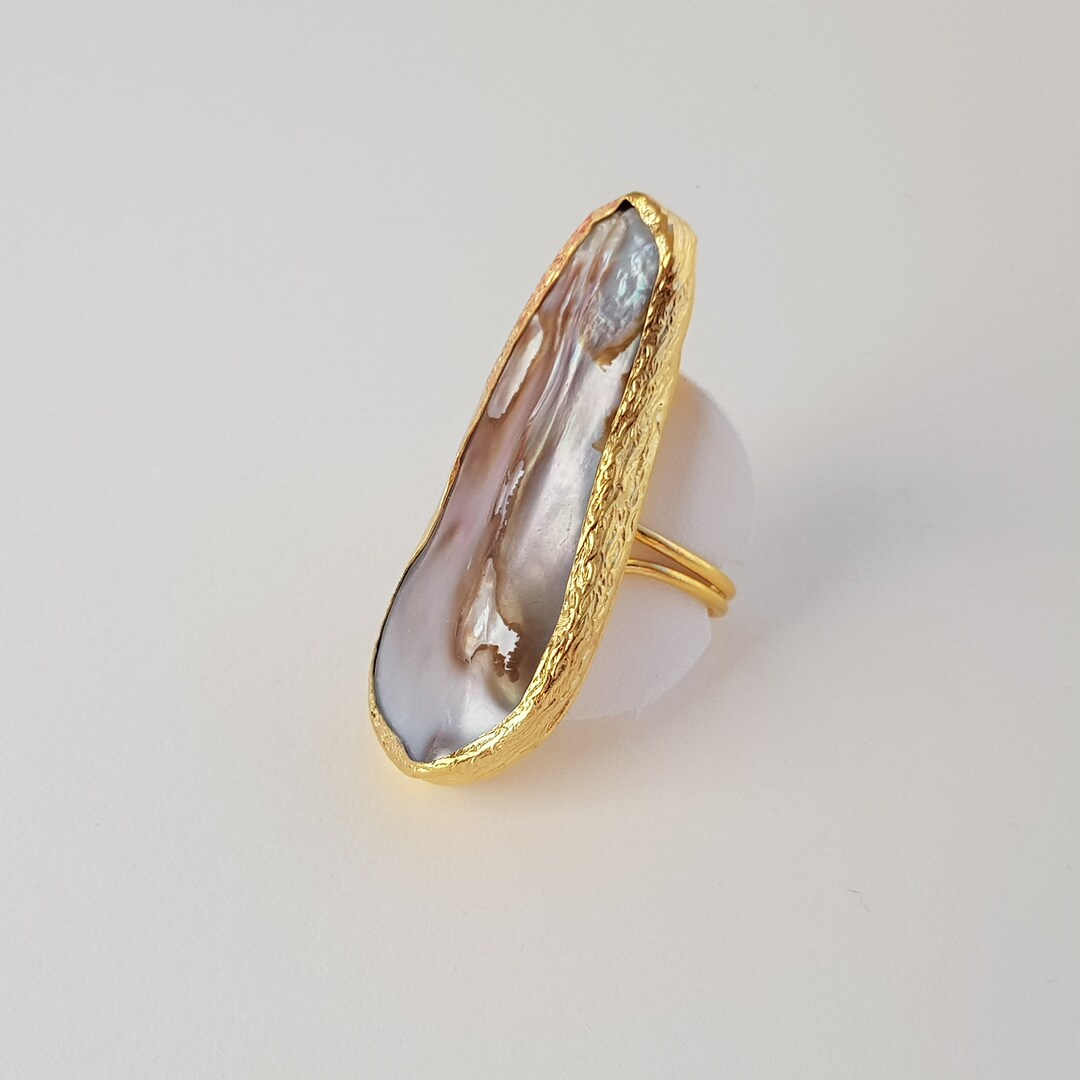 Statement Pearl Ring Baroque Pearl Ring Large Pearl Rings Etsy