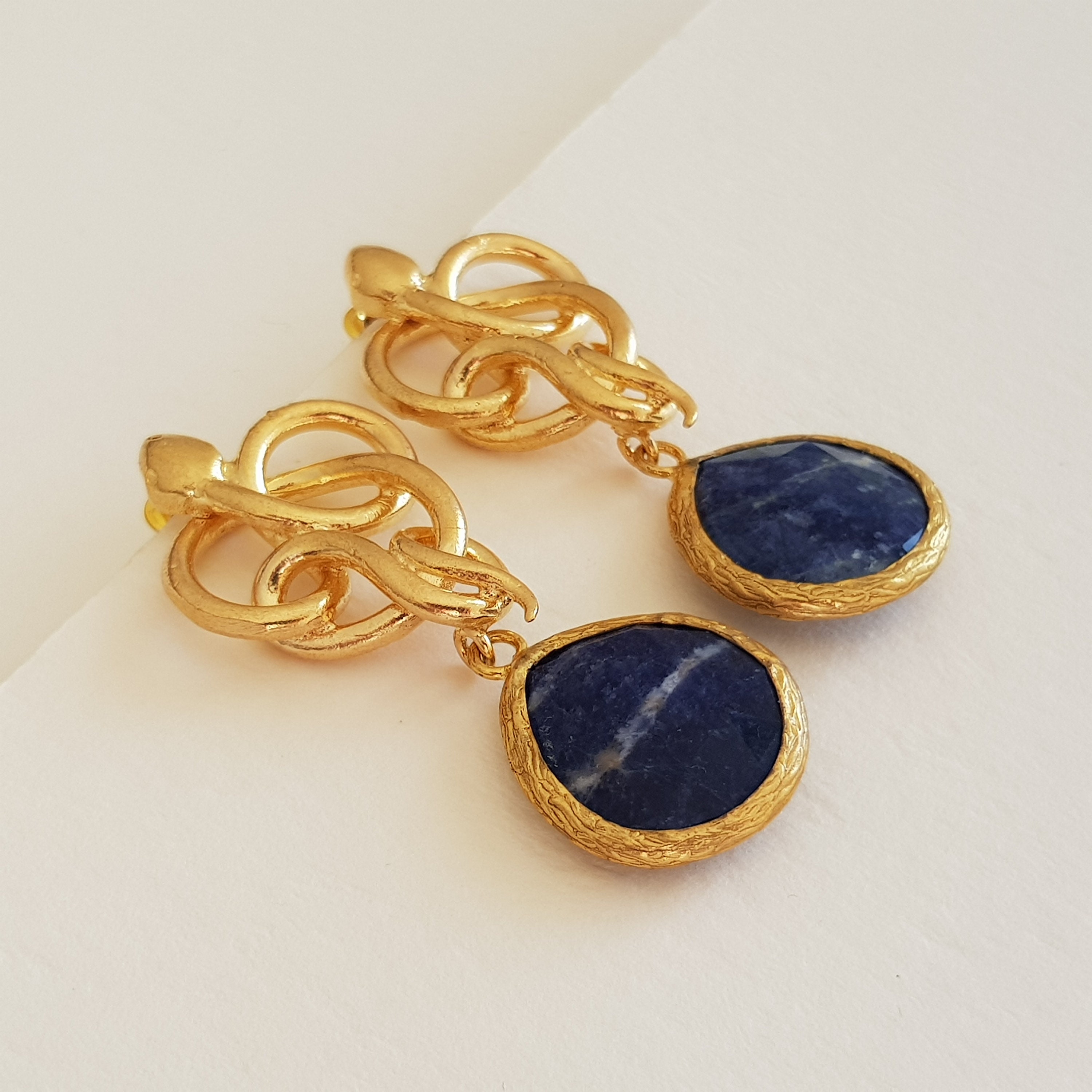Snake With Sodalite Earrings Dangle Drop Snake Earrings Etsy