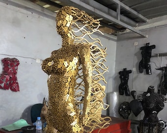 Torse féminin en métal fabriqué à la main |  Femme Sculpture Art |  Décoration murale |  Décoration d'intérieur minimaliste