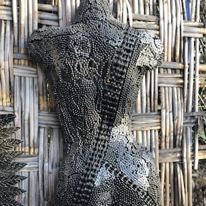 chained bust |  Torso |  Metal Sculpture |  Wall Art  |  Décor |   Modern ,Woman Figure, Metallic Art , Home Decoration