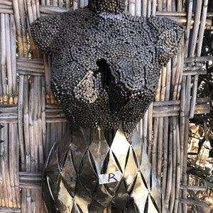 Abstract Metal Woman Wall Sculpture: Stainless Steel Chain Art