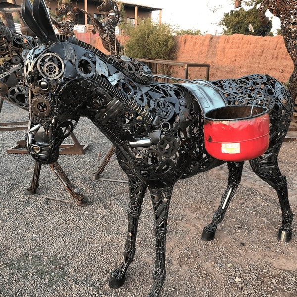 Metal Donkey Statue Etsy