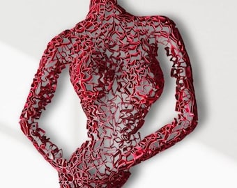 Sculpture de torse féminin en métal : oeuvre d'art murale Art déco