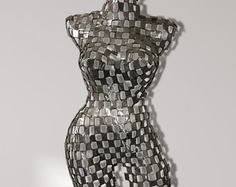 Sculpture en métal | Art mural féminin | Décoration faite main