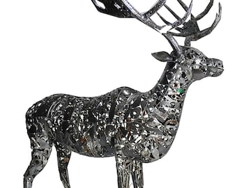 Statue de cerf en acier recyclé faite main : Art déco animalier