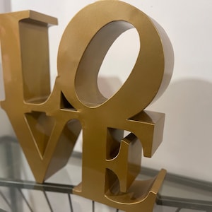 golden Love  Metal Sculpture - Modern Abstract Art Decor