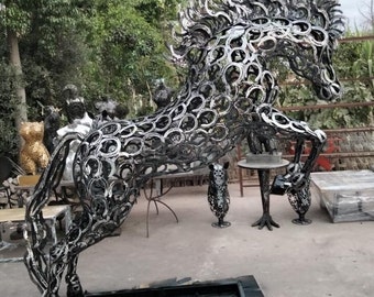 metal medium horse standingSteel Animal Figurine, Wildlife Art .Outdoor art, abstract art, statue art deco