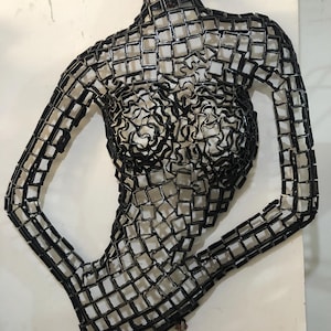 Elegant Female Torso Metal Sculpture |  Wall Art Decor |  Modern Woman Figure |  Metallic Art Home Decor