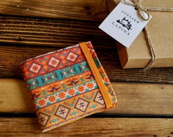 Aztec Wallet, Handmade Fabric Wallet, Small Wallet, Vegan Wallet, Boho Wallet, Unique Gift, Women’s Wallet, Zipper Wallet, Hippie Wallet