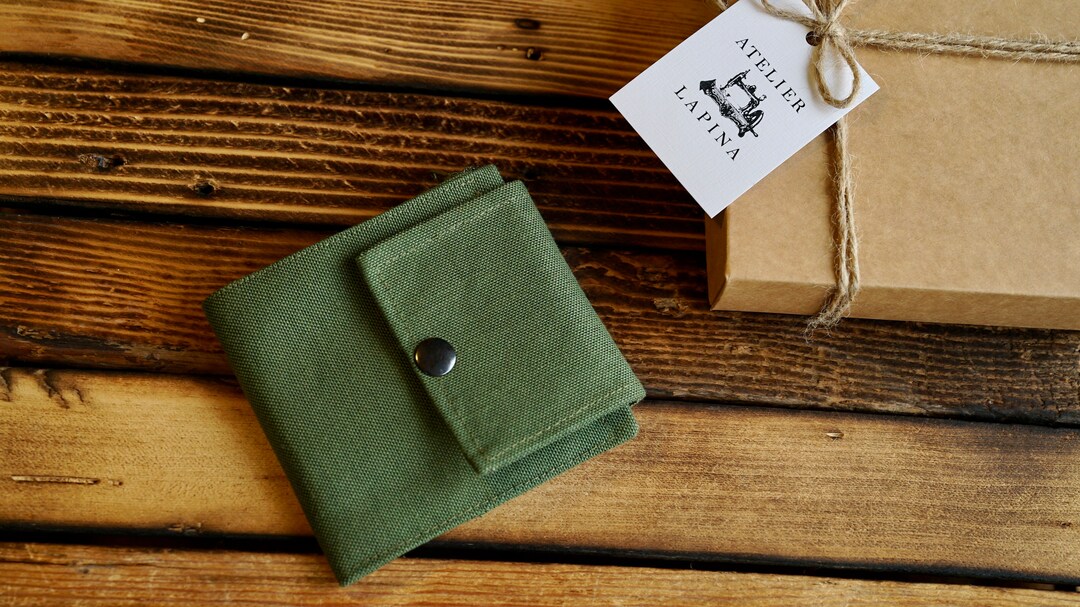Dark Green Wallet, Handmade Fabric Wallet, Small Wallet, Vegan Wallet