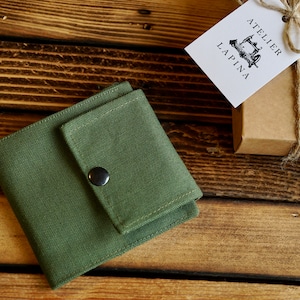 Cartera verde oscuro, Cartera de tela hecha a mano, Cartera pequeña, Cartera vegana, Cartera boho, Regalo único, Cartera de mujer, Cartera con cremallera, Cartera hippie