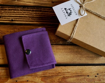Purple Wallet, Handmade Fabric Wallet, Small Wallet, Vegan Wallet, Boho Wallet, Unique Gift, Women’s Wallet, Zipper Wallet, Hippie Wallet
