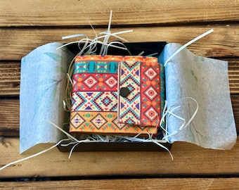Cartera Azteca con Cierre Snap, Cartera de Tela Hecha a Mano, Cartera Pequeña, Cartera Vegana, Cartera Boho, Regalo Único, Cartera de Mujer, Cartera Hippie