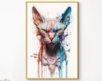 Sphynx Cat Print Angry Sphynx Cat Printable Photorealistic Cat