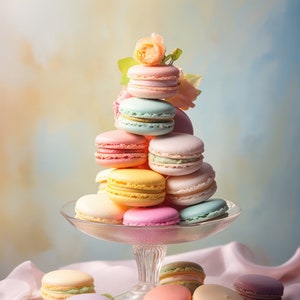 Macarons Print Macarons Printable Kitchen Wall Artwork Meringue Poster French Dessert Artwork AI Art Midjourney