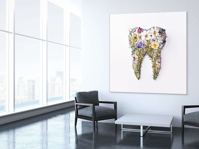 Tooth Print Dental Printable Dentist Office Wall Art Organ Drawing ...