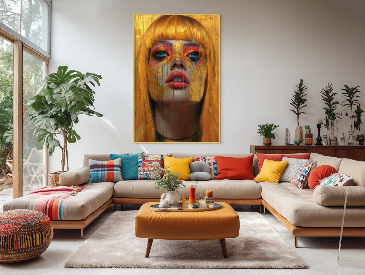 Woman Portrait Print Woman Face Printable Wall Art Painting Female Face ...