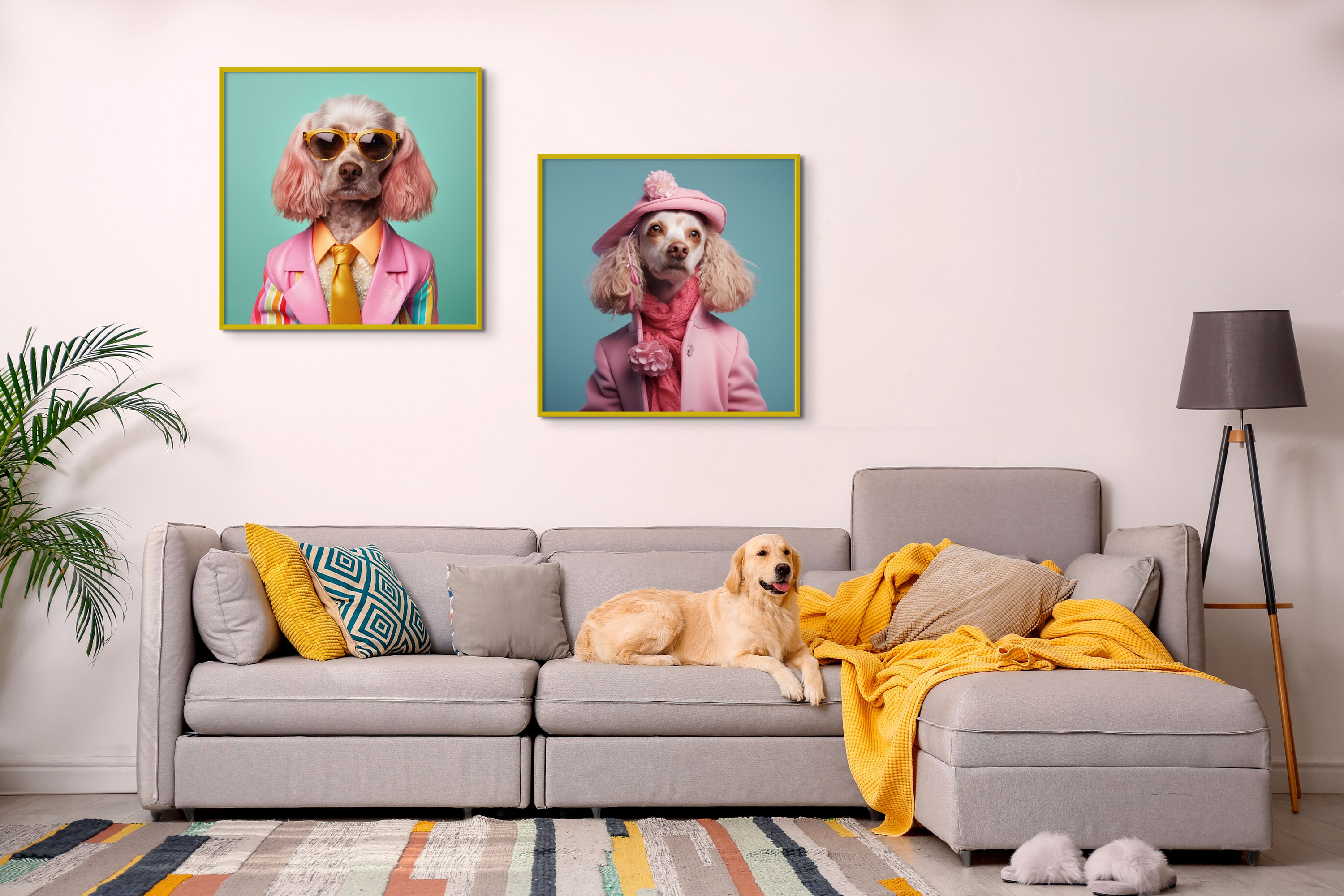 Dog Portrait Printable Colorful Dog Print Pastel Dog in - Etsy
