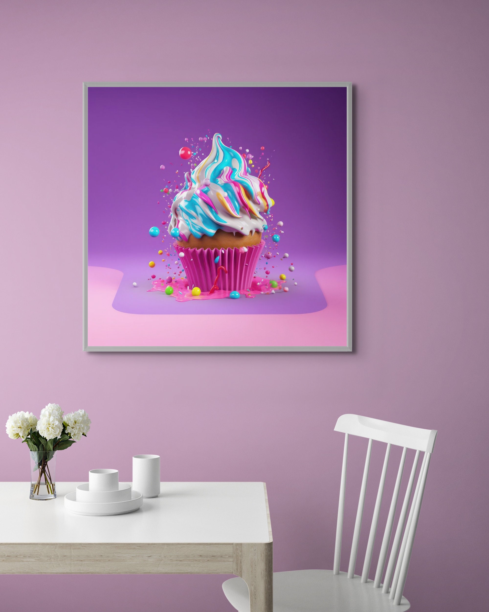 Colorful Cupcake Print Cupcake Printable Pastry Patisserie Wall Art
