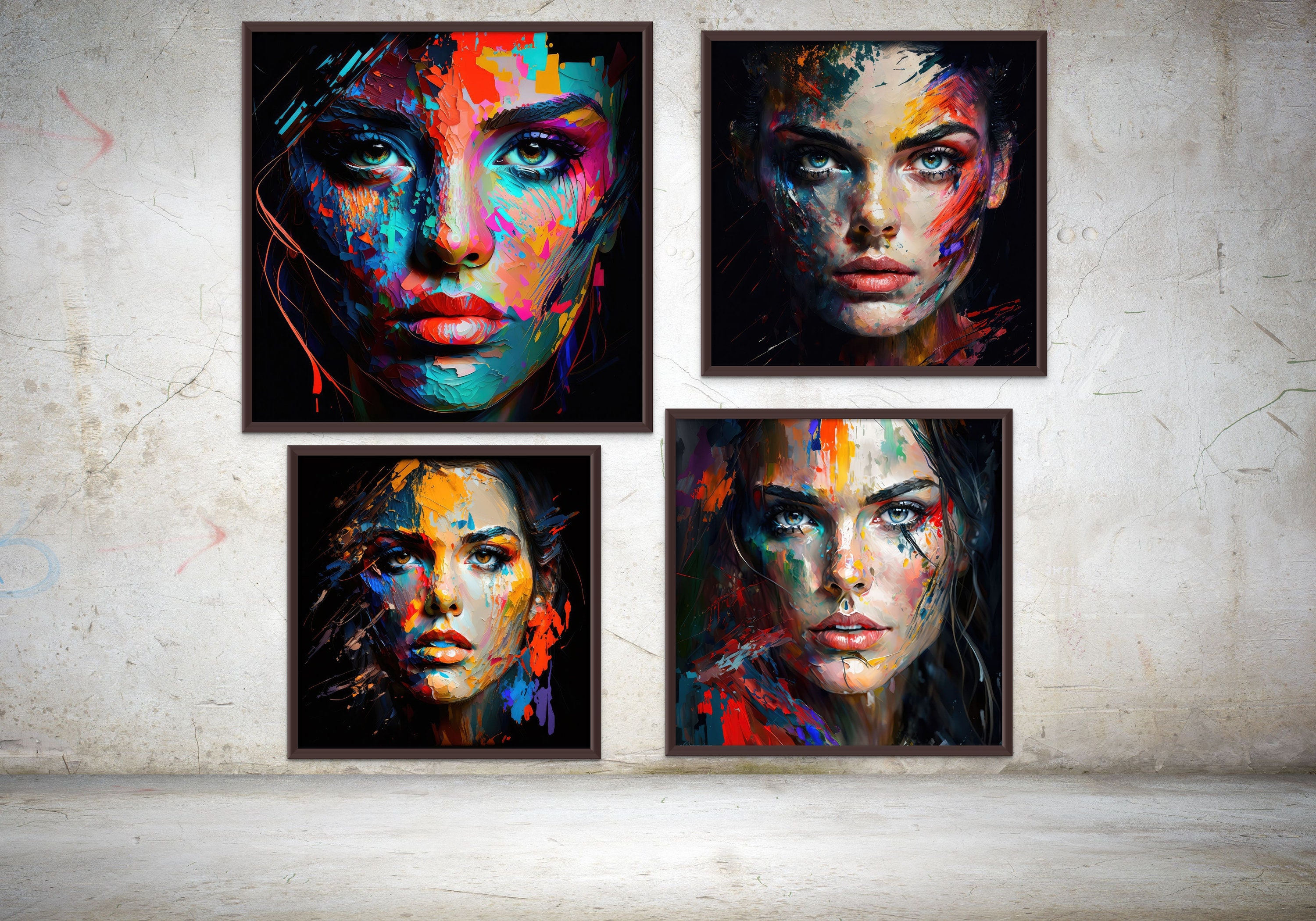 Colorful Woman Print Woman Face Printable Wall Art Painting Female Face