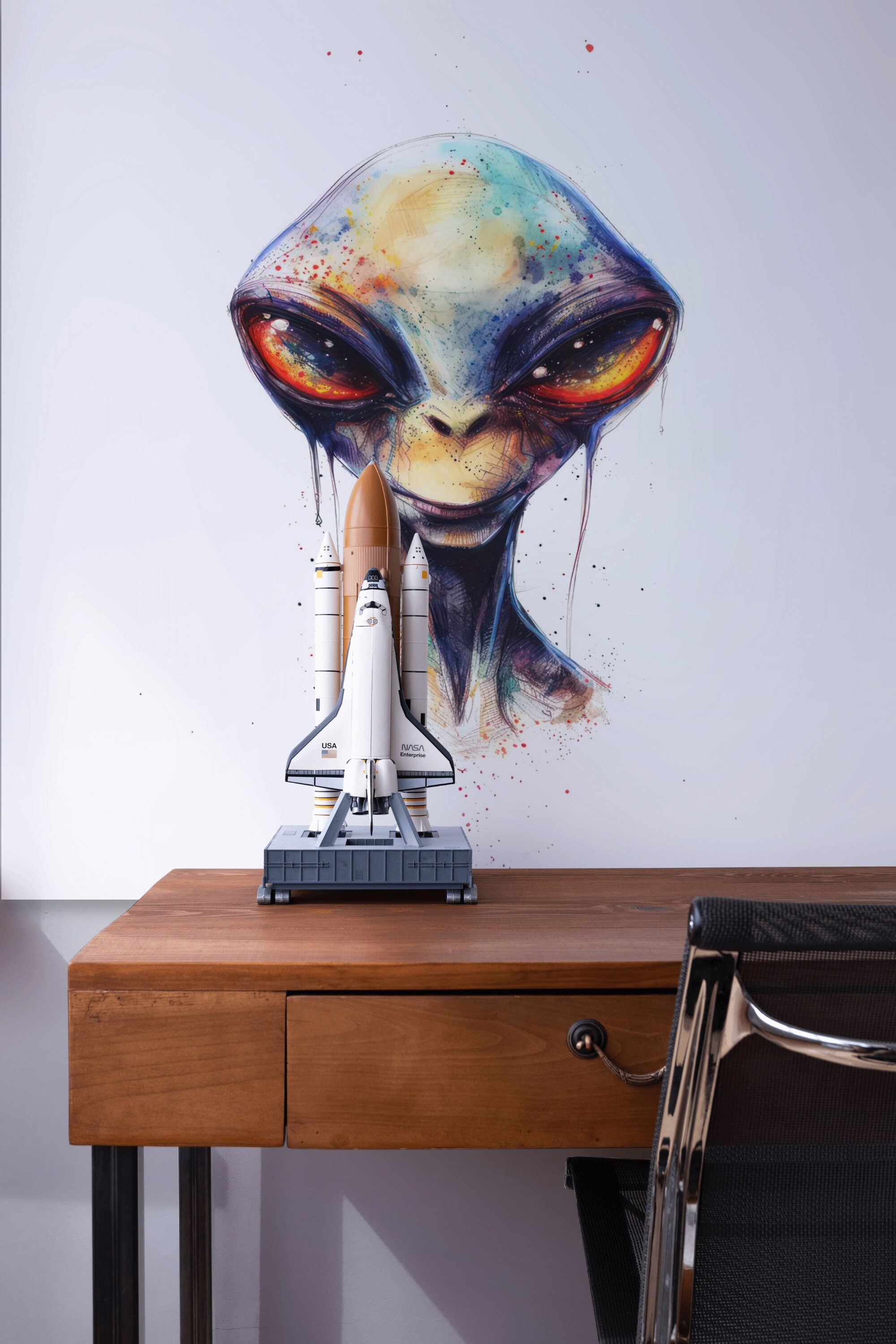 Alien Poster, Alien Head Print, Alien Drawing Printable, Colorful Alien ...