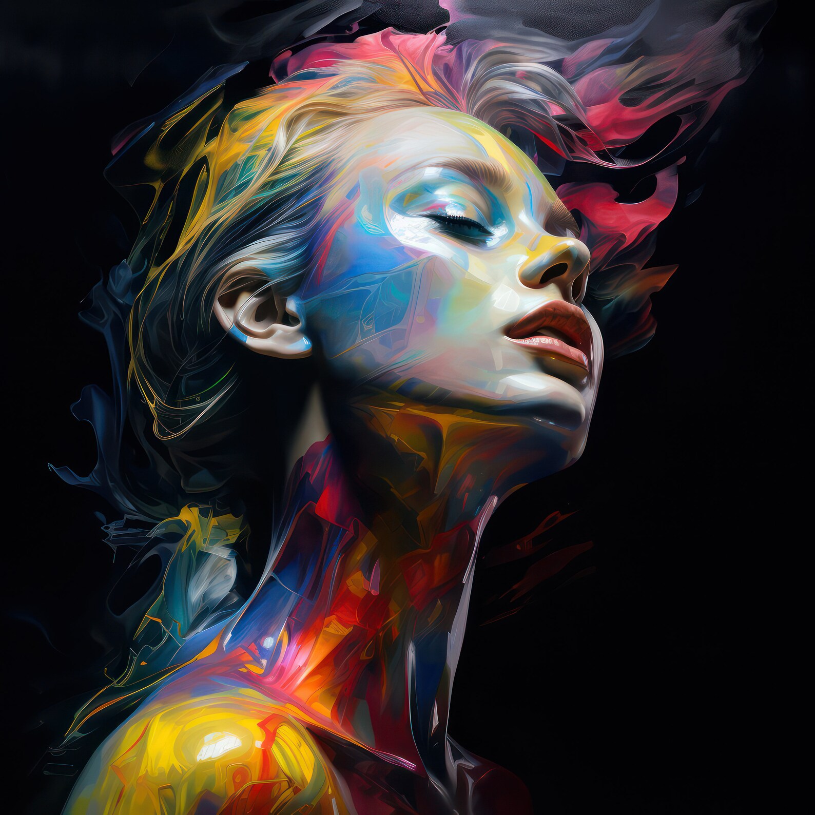 Colorful Woman Portrait Woman Face Wall Art Print Girl Poster Home ...