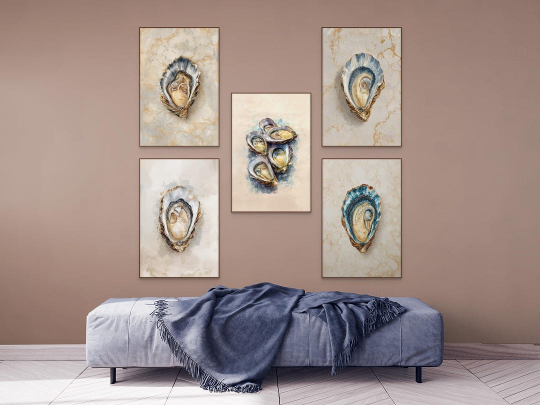 Oyster Shell Print, Watercolor Painting Printable, Beach House Art ...