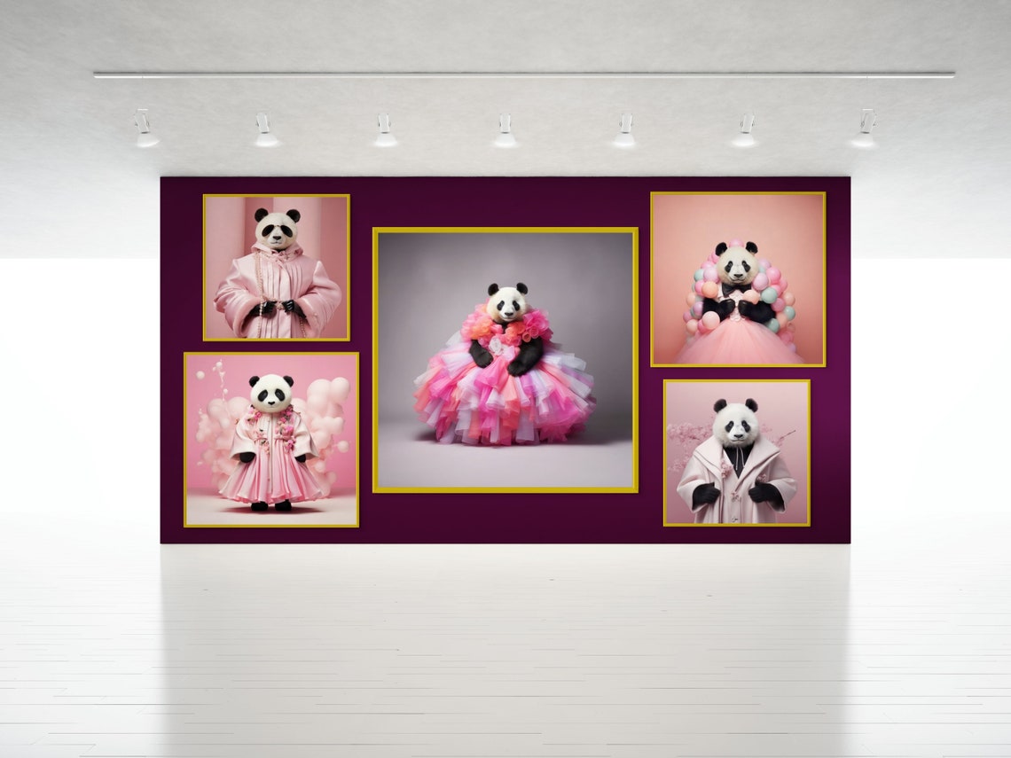 Panda Portrait Printable Colorful Panda Print Pastel Panda in - Etsy