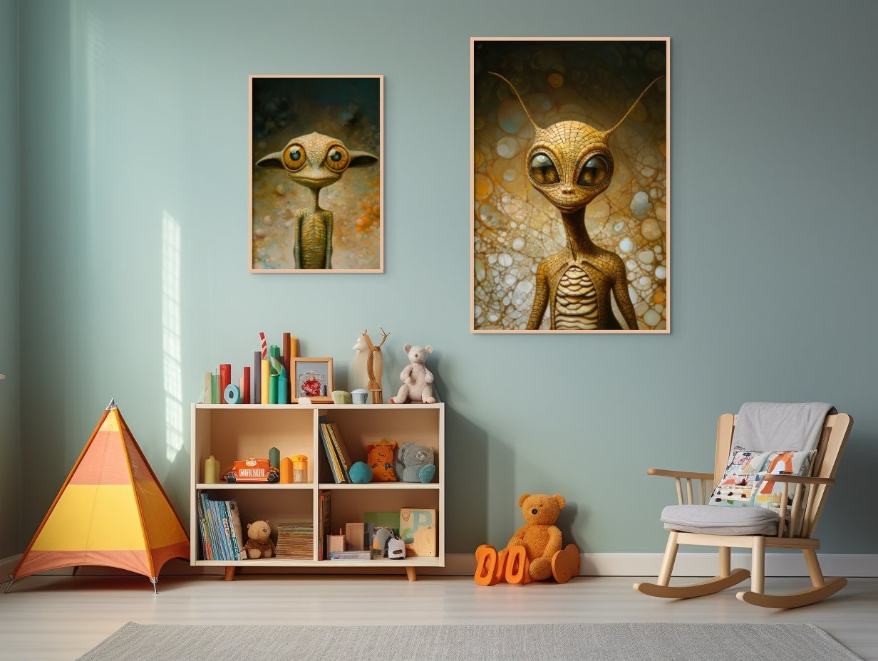 Alien Poster Alien Painting Alien Printable Cosmos Wall Art Space Home ...