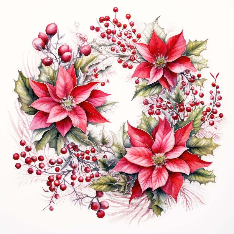 Christmas Wreath Print Christmas Star Printable Winter Wreath Poster ...
