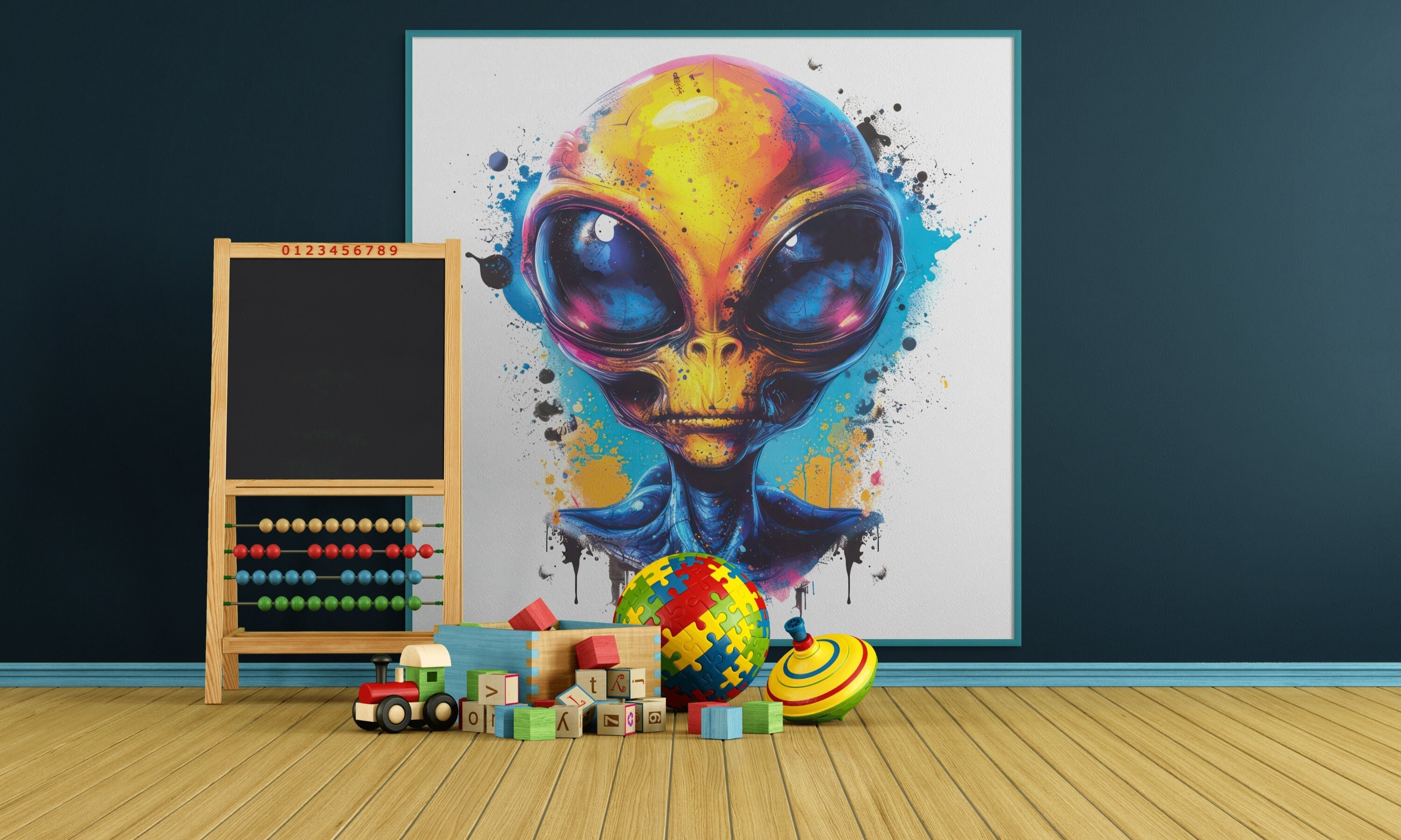Alien Poster, Alien Head Print, Alien Drawing Printable, Colorful Alien ...