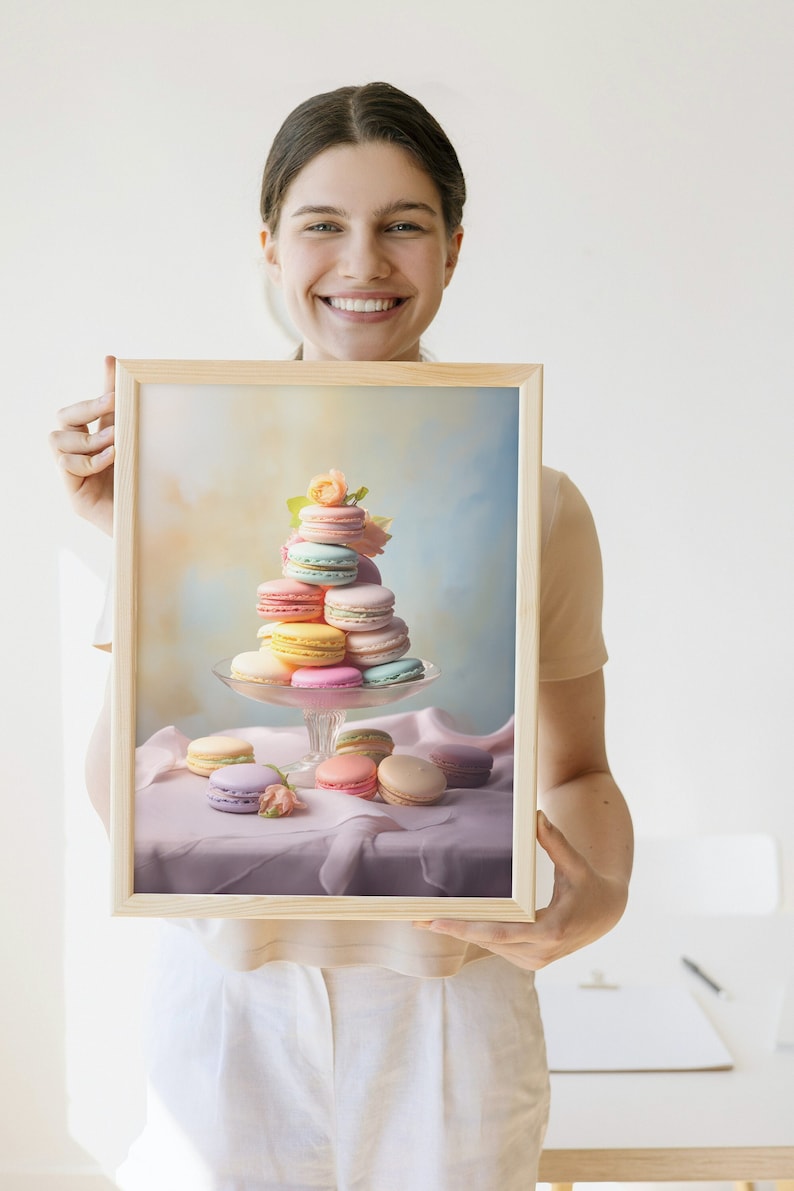 Macarons Print Macarons Printable Kitchen Wall Artwork Meringue Poster