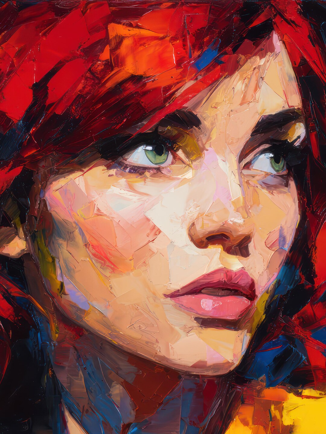 Colorful Woman Portrait Woman Face Wall Art Print Girl Poster Home ...
