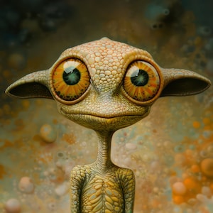 Alien Poster Alien Painting Alien Printable Cosmos Wall Art Space Home Decor Sci Fi Print Cute Alien Portrait Reptile