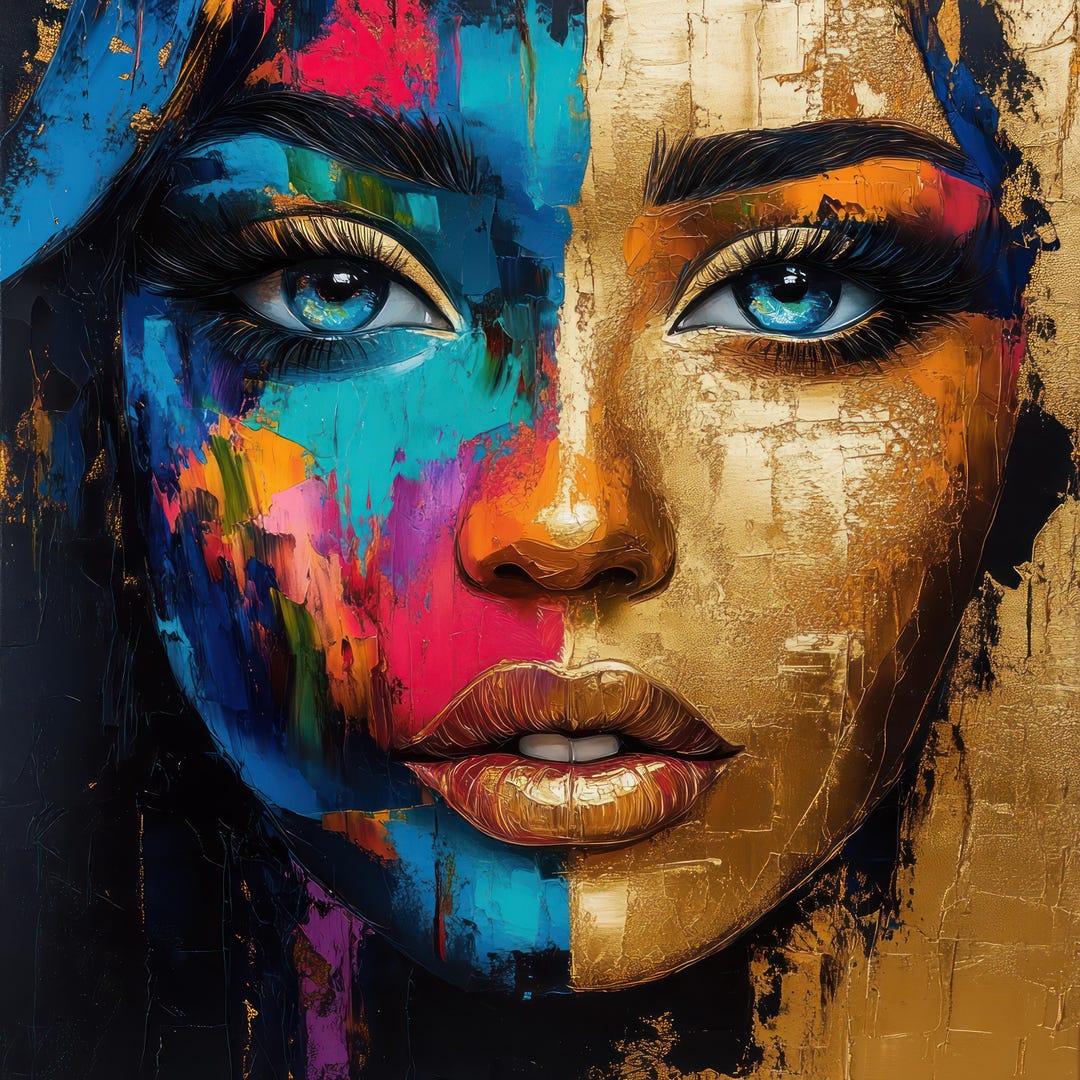 Colorful Woman Portrait Woman Face Wall Art Print Girl Poster Home ...
