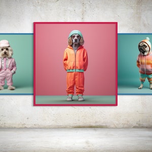 Dog Portrait Printable Colorful Dog Print Pastel Dog in Clothes Wall ...