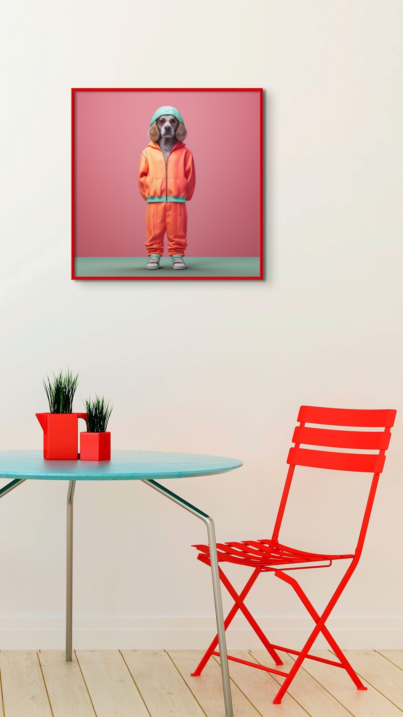 Dog Portrait Printable Colorful Dog Print Pastel Dog in Clothes Wall ...