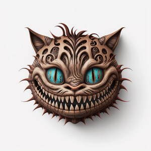 Cheshire Cat Art, Cheshire Cat Printable, Colorful Cat Poster, Cheshire Cat Head, Kitten Picture, Home Décor, AI Art, Set of 3 Midjourney