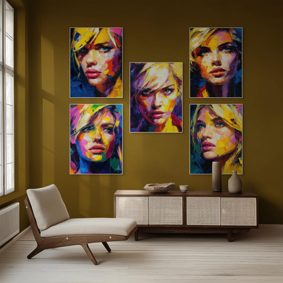Colorful Woman Portrait Woman Face Wall Art Print Girl Poster Home ...