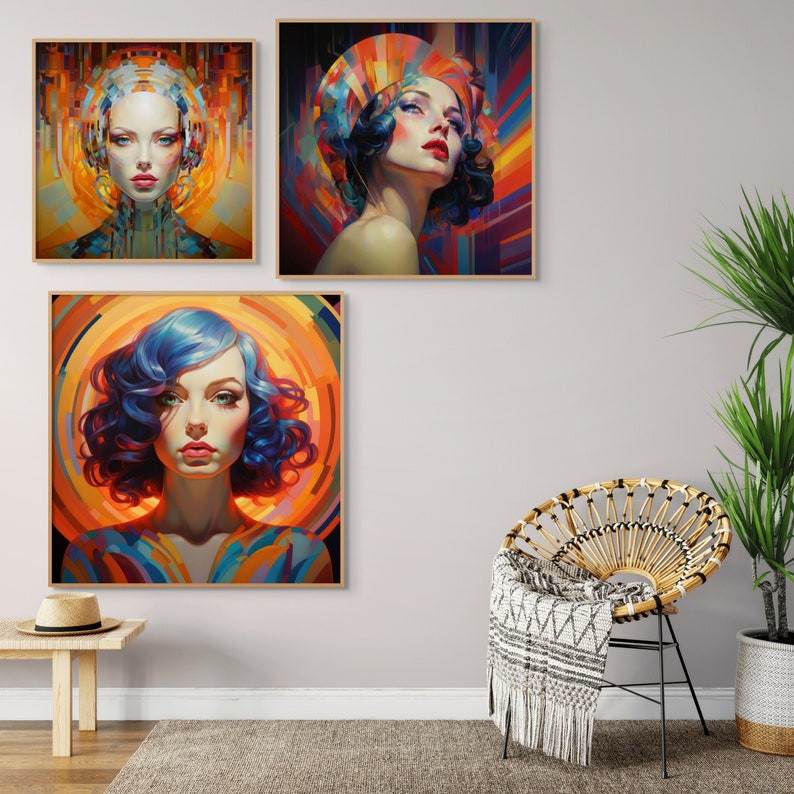 Colorful Woman Portrait Woman Face Wall Art Print Girl Poster Home ...