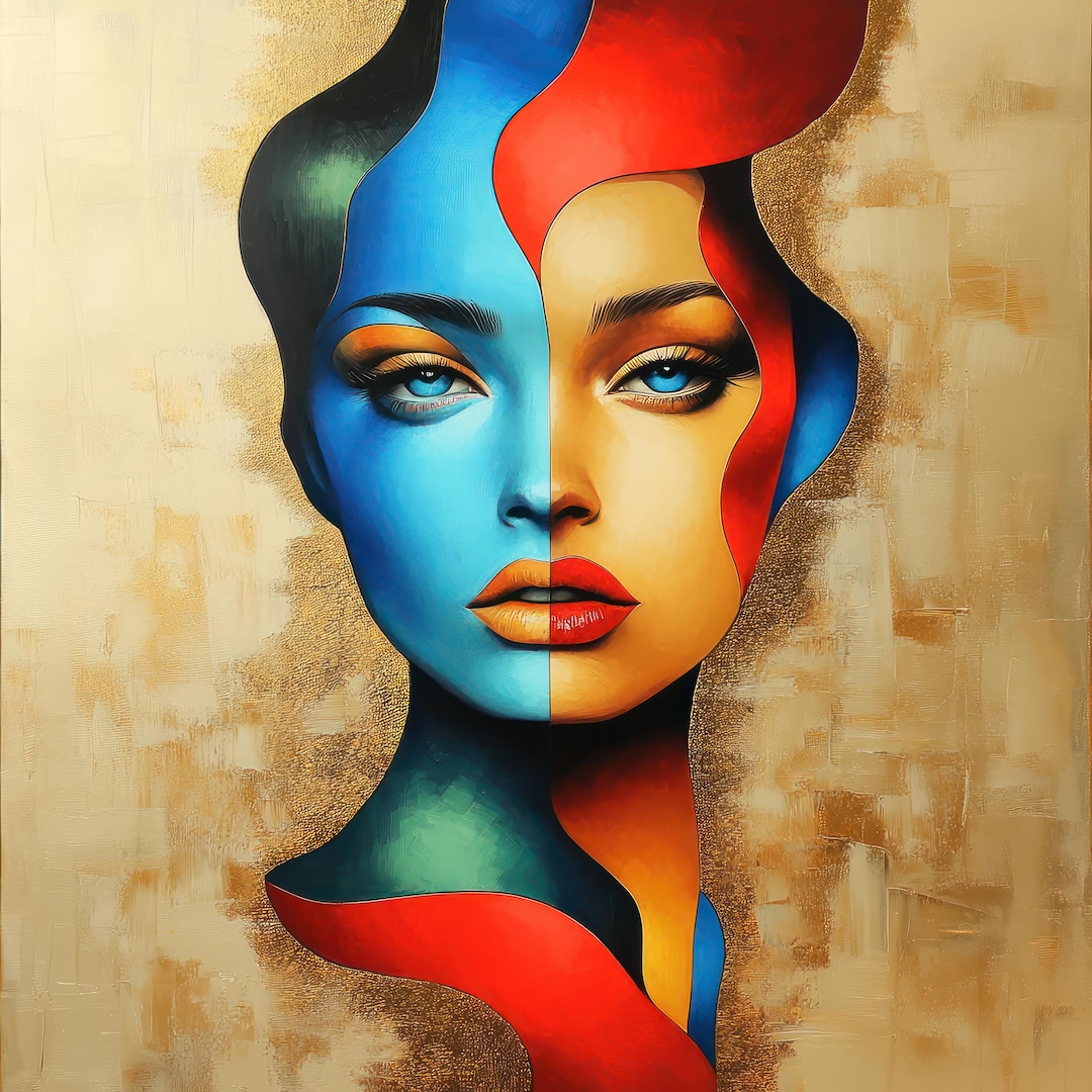 Colorful Woman Portrait Woman Face Wall Art Print Girl Poster Home ...