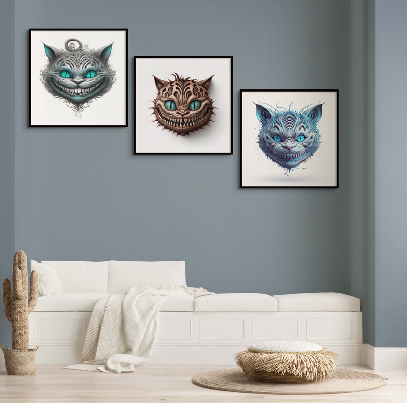 Cheshire Cat Art, Cheshire Cat Printable, Colorful Cat Poster, Cheshire ...